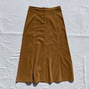 VTG White Stag Brown Faux Suede Skirt Maxi Midi Size 8 Stretch Western Fall Boho